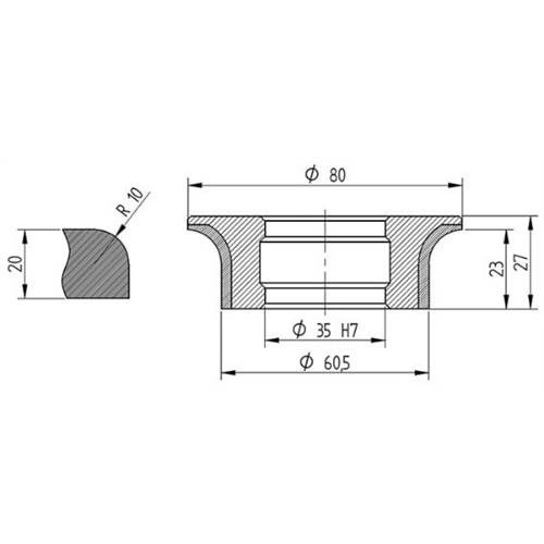Diamut AFR23 R10 R3 (A23 R10) - Pos 1, OD 80x35 Bore, HYS Segment Diamond Profile Wheel