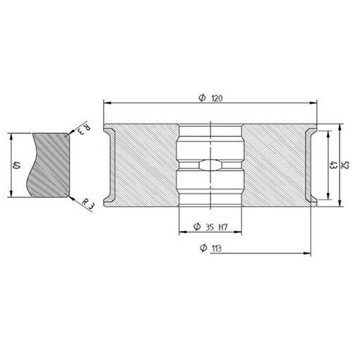 Diamut T43 R3 - Pos 2, OD 120x35 Bore, HYS Continuous Diamond Profile Wheel