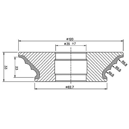 Diamut TP23 - Pos 3, OD 120x35 Bore, HYS Continuous Diamond Profile Wheel
