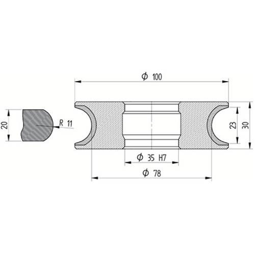 Diamut V22 R10.5 - Pos 2, OD 100x35 Bore, HYS Continuous Diamond Profile Wheel