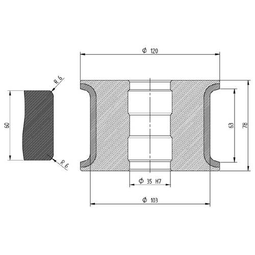 Diamut T63 R6 - Pos 7, ID 60x35 Bore, Flash Gray Polish Profile Wheel
