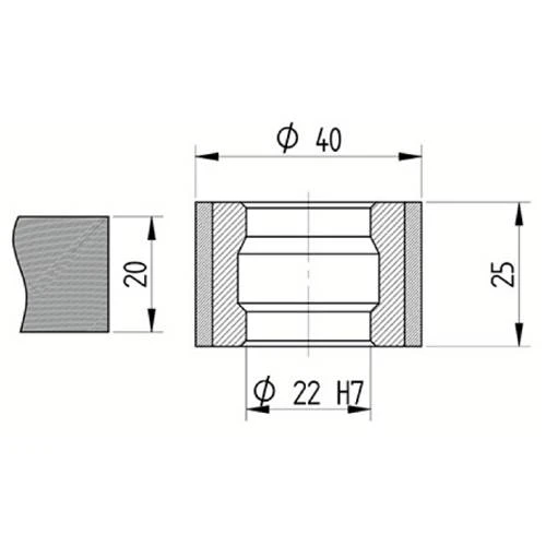 Diamut Z25 - Pos 1, OD 40x22 Bore, HYS Segment Diamond Profile Wheel