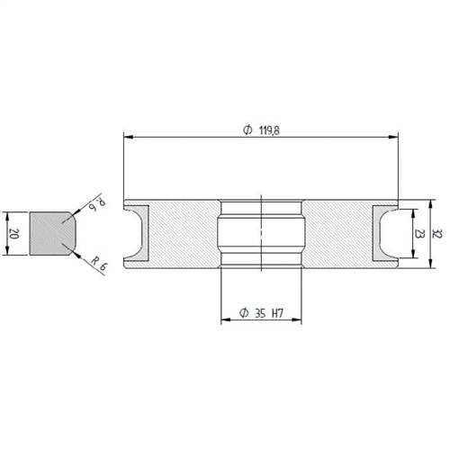 Diamut T23 R6 - Pos 5S, OD 120x35 Bore, HYS Continuous Diamond Profile Wheel