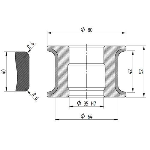 Diamut T42 R6 - Pos 5S, OD 80x35 Bore, HYS Continuous Diamond Profile Wheel