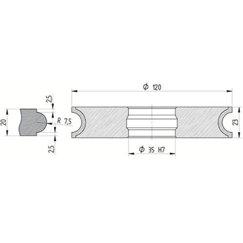 Diamut I23 - Pos 7, ID 60x35 Bore, Flash Gray Polish Profile Wheel