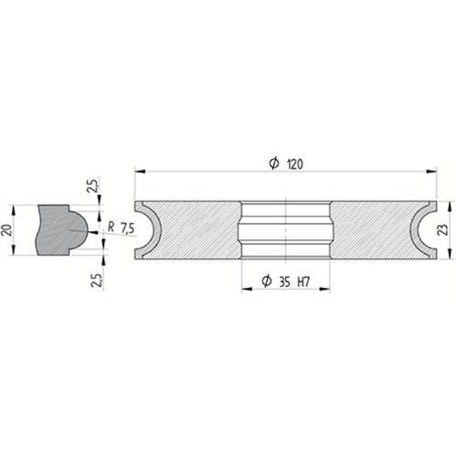 Diamut I23 - Pos 4, OD 120x35 Bore, HYS Continuous Diamond Profile Wheel