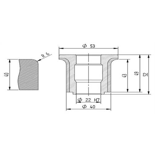 Diamut A43 R6 - Pos 1, OD 53x22 Bore, HYS Segment Diamond Profile Wheel