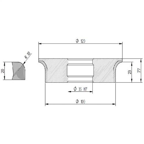 Diamut A23 R10 - Pos 5, ID 60x35 Bore, Flash Blue Polish Profile Wheel
