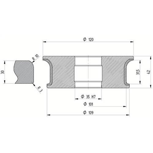 Diamut AFR31.5 R10 - Pos 7, ID 60x35 Bore, Flash Gray Polish Profile Wheel