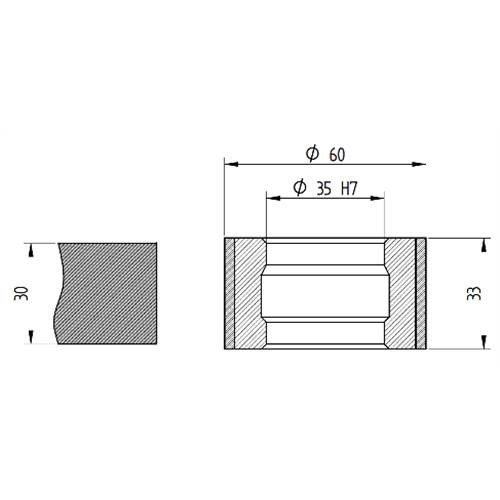 Diamut Z33 - Pos 6, ID 60x35 Bore, Flash White Polish Profile Wheel