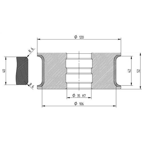 Diamut T42 R6 - Pos 4, OD 120x35 Bore, HYS Continuous Diamond Profile Wheel