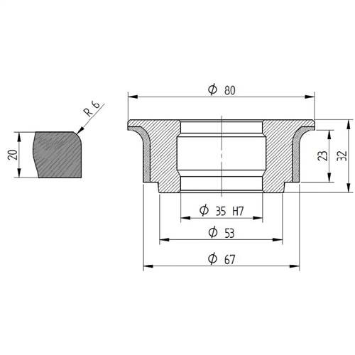 Diamut A23 R6 - Pos 5, ID 60x35 Bore, Flash Blue Polish Profile Wheel