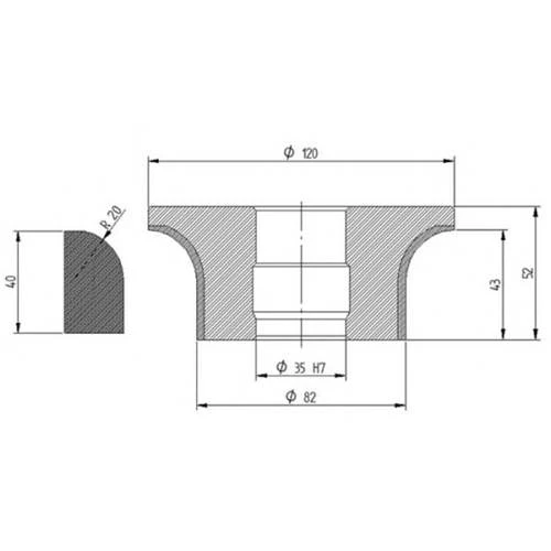 Diamut A43 R20 - Pos 1, OD 120x35 Bore, HYS Segment Diamond Profile Wheel