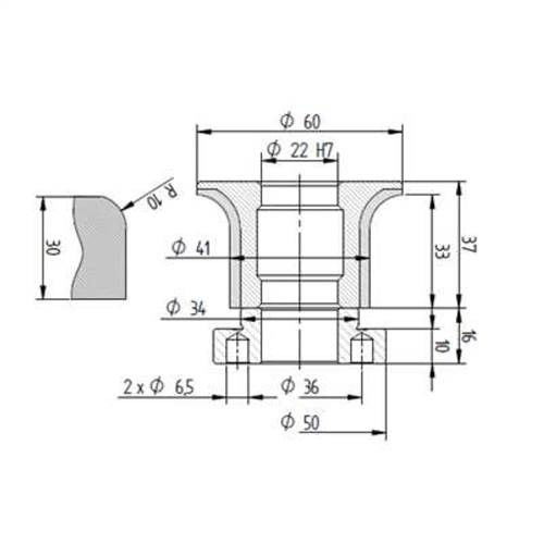 Diamut A33 R10 - Pos 4, OD 60x22 Bore, HYS Continuous Diamond Profile Wheel