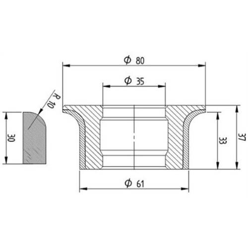 Diamut A33 R10 - Pos 5S, OD 80x35 Bore, HYS Continuous Diamond Profile Wheel
