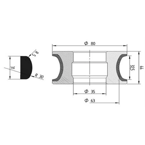 Diamut AK2R 33 R30 R5 - Pos 1, OD 80x35 Bore, HYS Segment Diamond Profile Wheel