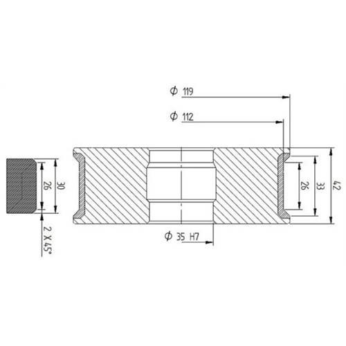 Diamut Z33 - Pos 3, OD 120x35 Bore, HYS Continuous Diamond Profile Wheel