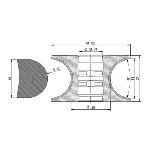 Diamut V63 R30 - Pos 3, OD 120x35 Bore, HYS Continuous Diamond Profile Wheel