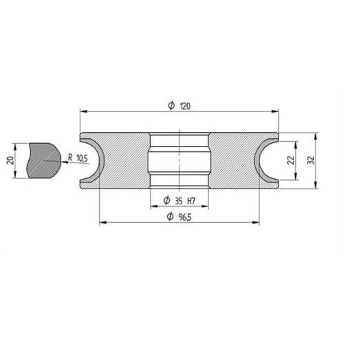 Diamut V22 R10.5 - Pos 1, OD 120x35 Bore, HYS Segment Diamond Profile Wheel