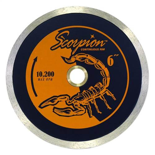 Scorpion Continuous Rim Wet Diamond Tile Blade, 6 in