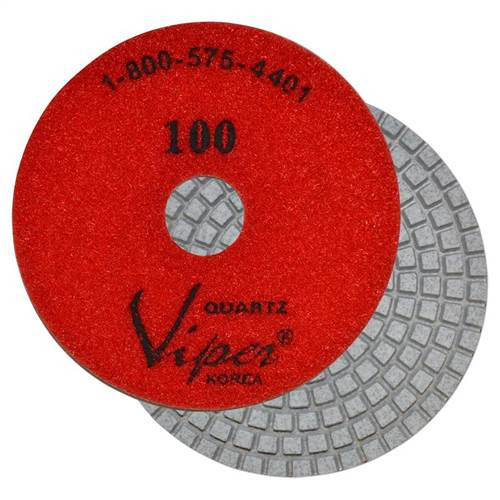 Viper 7-Step Quartz Diamond Wet Polishing Pad, 4 in, 100 Grit