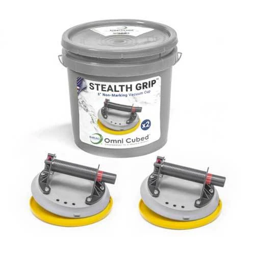Omni Cubed Stealth Grip 2 Vacuum Cups With Storage Bucket, 8 in
