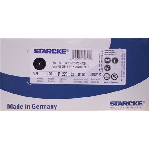 Starcke HD Sandpaper, No Velcro, 7 in, 220 Grit (Box of 100)