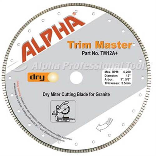 Alpha Trim Master Blade, 12 in, 1 In Arbor