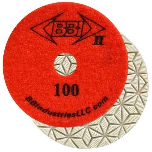 BBI 2 White Resin 7-Step Wet Polish Pad, 4 in 100 Grit