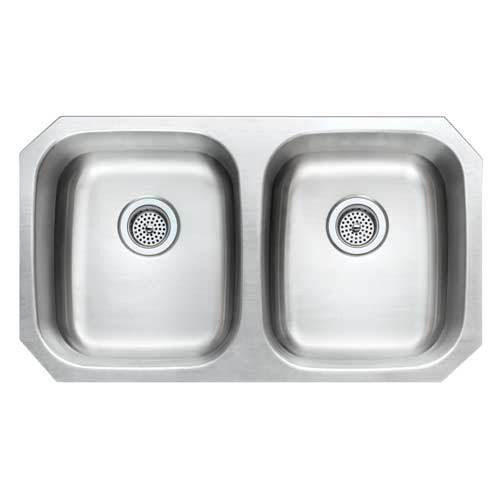 Envy Stainless Steel Sink, 18 Gauge, 50/50, 32-5/16 in (L) x 18-9/16 in (H) x 9 in (D)