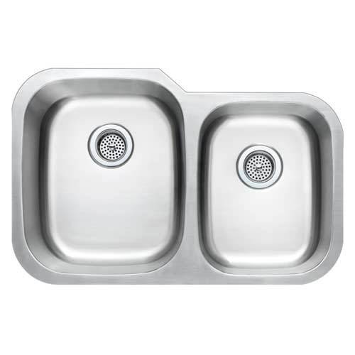 Envy Stainless Steel Sink, 18 Gauge, 60/40, 31-7/16 in (L) x 20-7/16 in (H) x 9 in (D)
