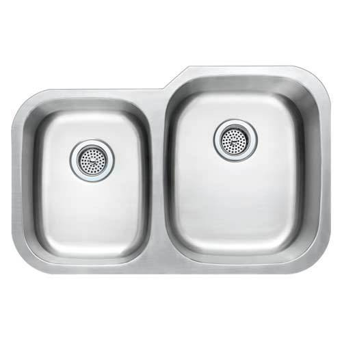 Envy Stainless Steel Sink, 18 Gauge, 40/60, 31-7/16 in (L) x 20-7/16 in (H) x 7.5/9 in (D)
