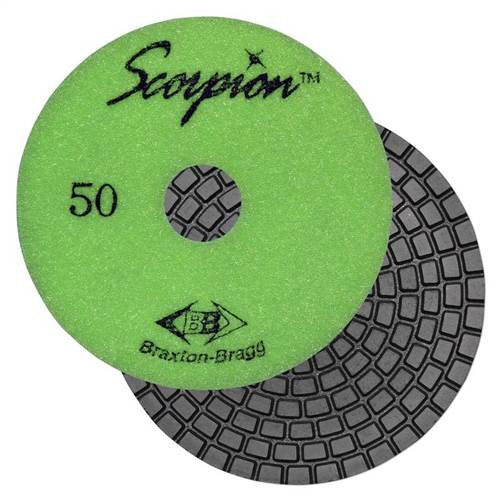 Scorpion 7-Step Diamond Granite Wet Polishing Pad, 4 in, 50 Grit