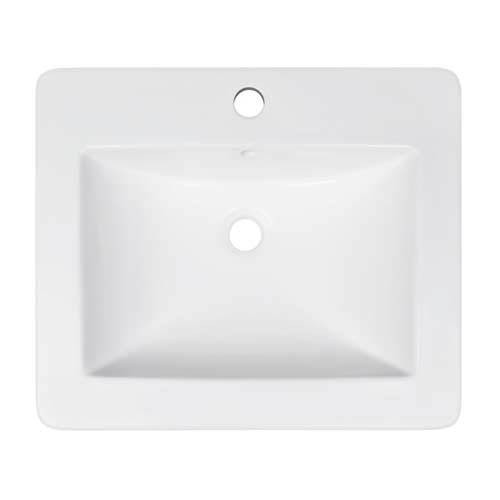 Envy Topmount Porcelain Vanity Sink, Rectangular, One Faucet Hole, White, 21-1/4 in x 18-3/8 in x 7-1/8 in