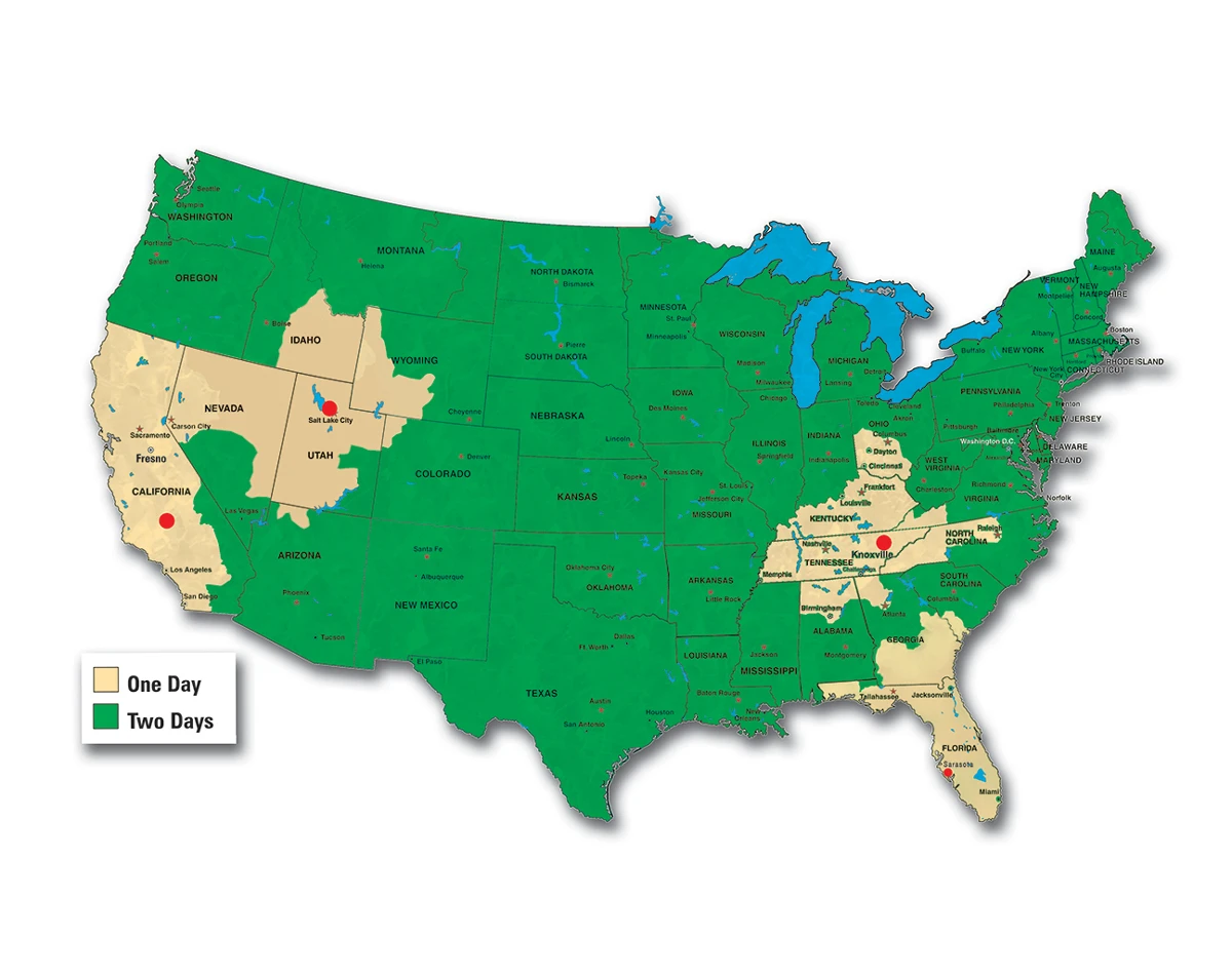 US delivery coverage map