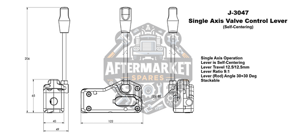 Single Axis Valve Lever - Linear diagram