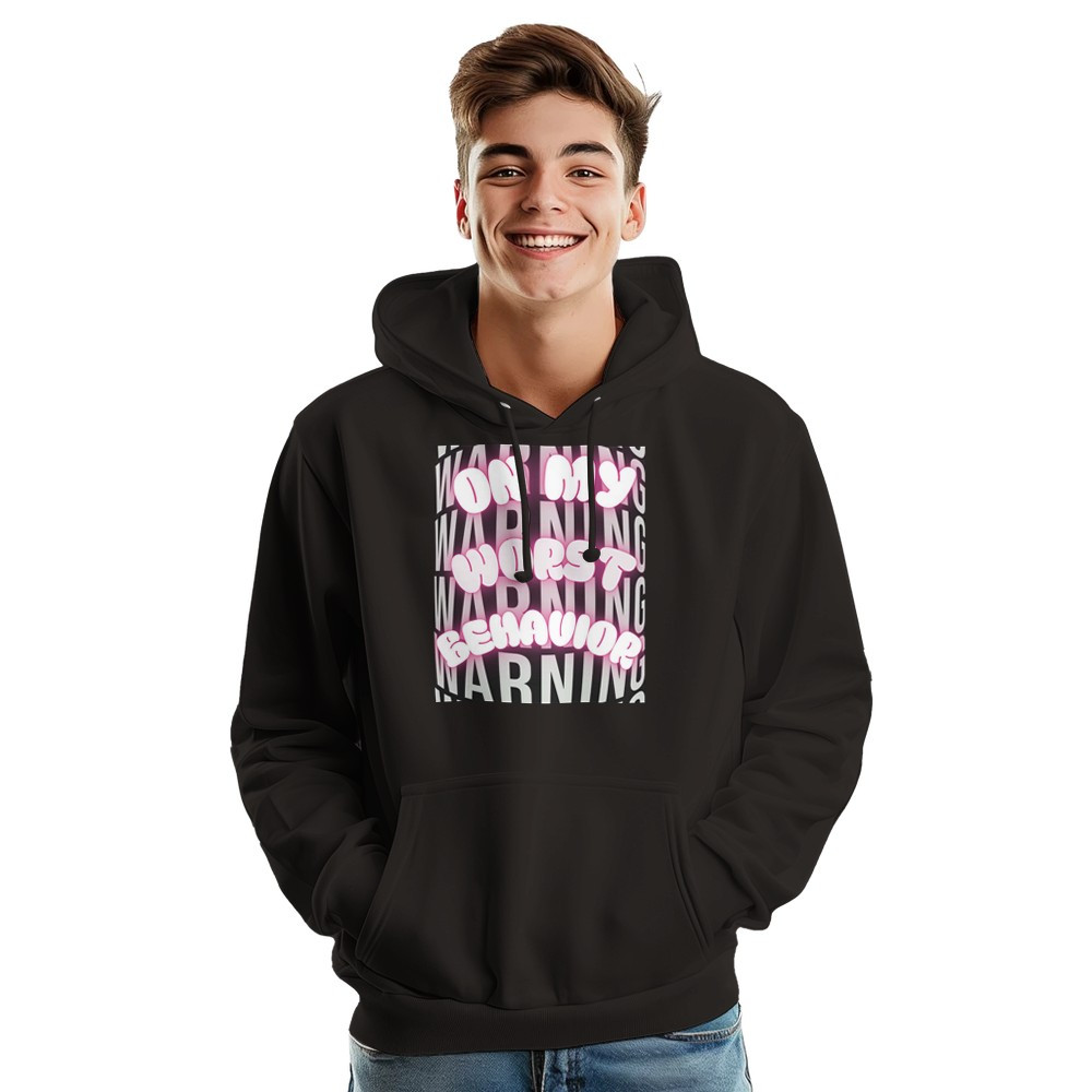 On My Worst Behavior Unisex Hoodie – Neon Warning Graphic | Gettin