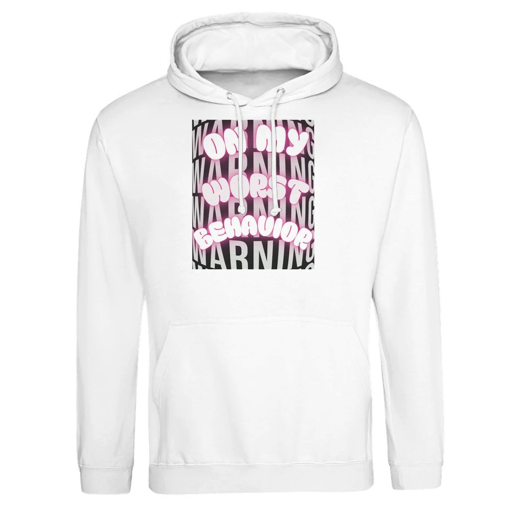 On My Worst Behavior Unisex Hoodie – Neon Warning Graphic | Gettin