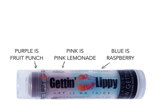 "Berry Blush Punch" – Fruit Punch, Pink Lemonade & Raspberry Lip Balm

Say hello to a juicy burst of flavor with Berry Blush Punch by Gettin Lippy! This irresistible 3-layered lip balm is packed with vibrant fruity flavors: Fruit Punch, Pink Lemonade, and Raspberry—each layer waiting to delight your senses and moisturize your lips with a silky-smooth feel.

The fun, colorful layers are just for flavor tracking—the balm glides on completely clear with no tint, leaving only softness and a hint of delicious scent behind.

Perfect for gifting, sharing, or treating yourself, this balm pairs effortlessly with our lip balm holders and safety keychain wristlets for on-the-go hydration with flair.

Flavors in This Lip Balm:

Purple: Fruit Punch

Pink: Pink Lemonade

Blue: Raspberry

Why Customers Love It:

First-ever multi-flavored lip balm – 3 flavors in 1!

Ultra-moisturizing formula that leaves lips soft & smooth

Clear, non-sticky, silky finish

Long-lasting wear with delicious layered scents

A perfect gift or party favor for all ages

Proudly Made in the USA 

Don’t Miss Out:

These are perfect for party bags, birthday gifts, or stocking stuffers!

Pairs Perfectly With:

Lip Balm Holders – Clip one on your bag or keys

Safety Keychain Wristlets – Stylish, functional & always ready

MADE IN THE USA!!