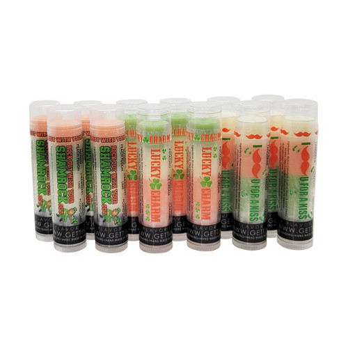 LUCKY LIPS – St. Patrick’s Day 12-Pack Lip Balm Collection

Because Kissably Soft Should Always Be This Lucky

Product Description:

Celebrate St. Patrick’s Day in bold, flavorful style with the Lucky Lips 12-Pack from Gettin Lippy! Whether you're spreading festive cheer, stuffing party favors, or simply treating yourself, this limited-edition lip balm set is your lucky charm!

Each lip balm in this fun + festive collection features our signature 3-layered flavor fusion — three unique flavors per tube, each melting seamlessly into the next. The vibrant colors in each tube are only for fun — every balm goes on clear and smooth, delivering a buttery-soft, kissable finish.

Flavored Fun in Every Tube:

Rock Out With Your SHAMROCK Out!

Mango Peach Fusion

Strawberry Lime

Lemon Pound Cake

Lucky Charm

Pistachio

Vanilla

Caramel

I Mustache U for a KISS

Iced Pineapple Tangerine

Tangerine Tango

Honeysuckle Nectarine

Each 12-pack includes 4 of each flavor combination – perfect for party bags, teacher gifts, friend swaps, or keeping every bag, drawer, and car stocked with moisture-packed goodness.

Why Gettin Lippy Lip Balms?

The first-ever multi-flavored lip balm (3-in-1!)

Ultra-hydrating with a smooth, satin finish

Non-sticky formula that glides on like silk

Vibrant in the tube, crystal clear on your lips

Made with natural ingredients — no harsh chemicals

MADE IN THE USA 

Pairs perfectly with our Lip Balm Holders and Safety Keychain Wristlets for the ultimate on-the-go glam

PSA: You save when you grab this 12-pack! Even bigger savings when you bulk up with more. Stock up for your crew — or just your fabulous self.