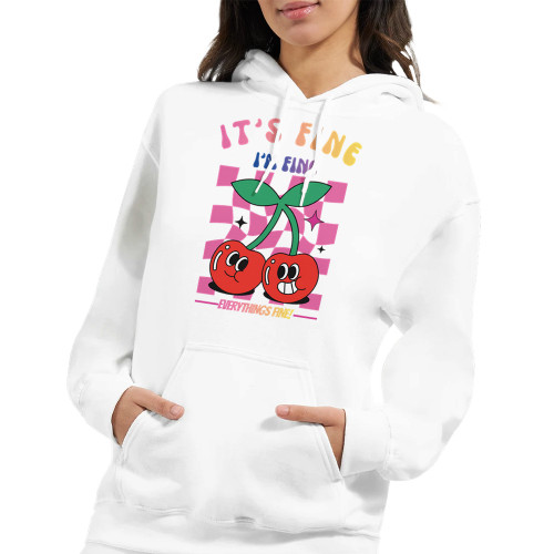 It’s Fine, I’m Fine – Everything’s Fine Double Cherries Gildan Hoodie

When life throws chaos your way, let your hoodie do the talking! The It’s Fine, I’m Fine, Everything’s Fine Hoodie combines comfort and comedy with the cutest double cherries artwork—one cherry smiling sweetly, the other giving that classic “yeah, it’s fine” look we all know a little too well.

Crafted from a warm and durable 50/50 cotton–poly blend, this heavyweight hoodie is designed for everyday wear, whether you’re lounging at home, running errands, or navigating a day that’s definitely not going as planned. The air jet yarn ensures a super soft feel while helping reduce pilling, so your hoodie stays looking fresh and cozy wash after wash.

It features a double-lined hood with a matching drawstring, a roomy front pouch pocket, and flexible rib-knit cuffs and waistband with spandex for the perfect fit. With inclusive sizing from S–5XL and multiple color options—Black, Dark Heather, Graphite Heather, Navy, and White—this hoodie is as versatile as it is relatable.

Perfect for gifting or keeping for yourself, this hoodie lets you own your “everything’s fine” moment in the cutest, sassiest way possible.

Features

Double cherries graphic – cute + perfectly sarcastic

50% cotton, 50% polyester soft blend

Air jet yarn for softer feel + reduced pilling

Double-lined hood with matching drawstring

Front pouch pocket

Rib-knit cuffs & waistband with spandex for comfort and shape

Available in Black, Dark Heather, Graphite Heather, Navy, White

Sizes S–5XL
