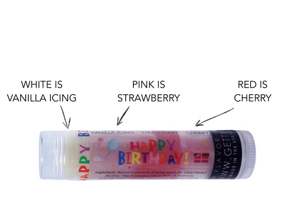 Happy Birthday Lip Balm – Party Pop Single

"One Tube. All the Flavor. Total Celebration."

The Perfect Little Party Favor

Say “Happy Birthday” with a burst of flavor! The Party Pop Single Lip Balm by Gettin Lippy is the ultimate way to treat yourself or someone special on their big day. This colorful, triple-layered balm makes lip care festive, flavorful, and fun—whether it’s for a gift bag, stocking stuffer, or just a personal treat!

Featuring three delicious layers—Vanilla Icing, Strawberry, and Cherry—this lip balm applies clear while delivering long-lasting moisture and a playful twist to your everyday lip routine.

Flavor Journey:

White Layer – Vanilla Icing: Sweet and creamy

Pink Layer – Strawberry: Bright and fruity

Red Layer – Cherry: Bold and tangy

Every swipe is a flavor celebration!

Product Highlights:

3 Flavors in 1 Balm – Unique triple-layer design

Applies Clear – No color, just hydration and scent

Ultra-Hydrating Formula – With Olive Fruit Oil & Castor Seed Oil

Non-Sticky + All-Natural – Safe for sensitive skin

Fits All Lippy Clip-Style Holders – Perfect for on-the-go lip care

Made in the USA – Clean, cruelty-free, and fabulous

Perfect For:

Birthday gift bags and classroom parties

Teen and tween birthday treats

A little self-gift for your special day

Pairing with your favorite lip balm holder for a perfect on-the-go accessory

One Balm, Tons of Fun!

Add joy to any birthday celebration with this cute and flavorful lip balm. Whether you're gifting it or keeping it, the Happy Birthday Lip Balm – Party Pop Single delivers sweet hydration and birthday vibes in one beautiful tube.

Join the Gettin Lippy Community: #GettinLippy

MADE IN THE USA!!