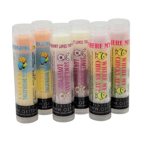 Easter Mini Mix – 6-Pack Triple-Layer Lip Balm Delight

Product Description:
Hop Into Hydration with the Easter Mini Mix! 

Gettin Lippy’s Easter Mini Mix 6-Pack is the egg-stra special treat your baskets have been waiting for! Each tube is packed with three delicious, layered flavors designed to bring joy, fun, and smooth lips this spring season.

Perfect for Easter baskets, party favors, or springtime gifting, this limited-edition 6-pack delivers vibrant colors (just for fun!) and clear, silky application every time. Plus, these lip balms pair perfectly with our lip balm holders and safety keychain wristlets for the ultimate Easter accessory set!

Flavor Journey – Triple Flavor Fun:

You’ll receive 6 total lip balms – 2 of each design – with 9 irresistible flavors:

Egg Decorating Champion

Orange: Snow Cone

Blue: Bubble Gum

Yellow: Gummy Bear

Some Bunny Loves You!

White: Vanilla Icing

Pink: Strawberry

Purple: Candy Kisses

Where My Chicks At?

Pink: Watermelon

Yellow: Cotton Candy

Green: Rainbow Sherbet

No matter the color, every balm applies crystal clear to keep lips smooth and soft with zero mess!

Why You’ll Love the Easter Mini Mix:

Triple-Flavored Tubes – Three stacked flavors for a fun lip-smacking experience

Clear Application – Bold colors in the tube, but no tint on your lips

Moisturizing & Non-Sticky – With Castor Seed Oil, Beeswax & Olive Fruit Oil

Perfect Pairing – Designed to fit Gettin Lippy lip balm holders and safety wristlets

USA-Made & Cruelty-Free – Clean, kind, and packed with love

Great Gift Idea – Fits perfectly in Easter baskets, gift bags, or as classroom treats

Perfect For:

Easter baskets for kids, teens & adults

Party favors, egg hunts & spring birthdays

Pairing with Gettin Lippy lip balm holders & keychain safety wristlets for an adorable bundle

Sharing with friends or treating yourself to a flavor variety

Special Offer:

Save with this 6-pack! Even bigger discounts apply when you take advantage of bulk pricing—the more you Gettin Lippy, the more you save!

Treat Every Bunny This Spring!

Whether you’re building baskets, planning an egg hunt, or gifting a sweet surprise, the Easter Mini Mix is the perfect blend of fun, flavor, and function.

Join the Gettin Lippy community #GettinLippy

MADE IN THE USA!!