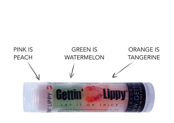 1 of ~ Pink: Peach, Green: Watermelon, and Orange: Tangerine

Each tube of Gettin Lippy lip balms offer 3 layers of flavor! 