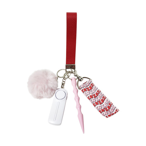 Kiss & Defend Safety Keychain – Red XOXO Lip Balm Holder Wristlet