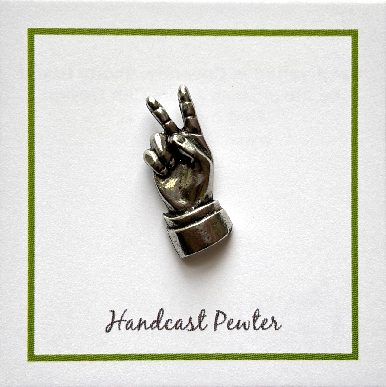 Victory / peace hand sign pewter lapel pin - America's National