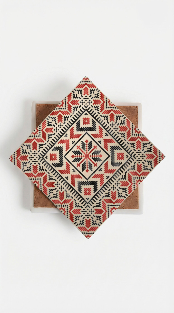 Tatreez Roots — Embroidery Ceramic Coaster