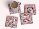 Butterfly Ceramic Square Coaster with Insulation Pad | Tatreez Coaster 