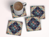 Butterfly Ceramic Square Coaster with Insulation Pad | Tatreez Coaster 