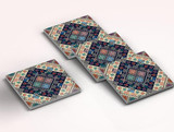 Butterfly Ceramic Square Coaster with Insulation Pad | Tatreez Coaster 